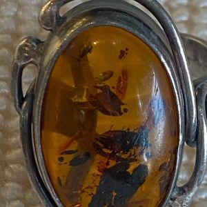 Amber jewelry.  Three items-ring, bracelet, earrings.